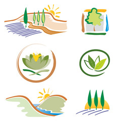 Ensemble d'Icones Plantes et Paysages pour Design Logos