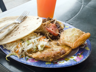 mixed plate of street food leon nicaragua