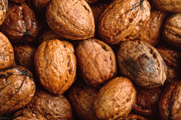 background of wet walnuts