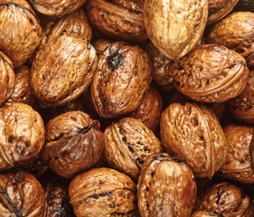 background of wet walnuts