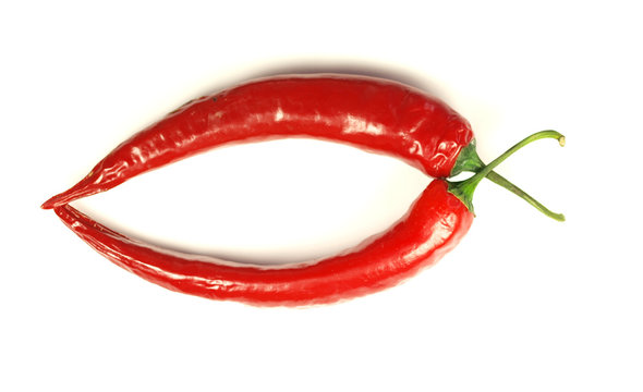 red hot chili peppers on white background