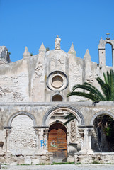 Entrance of the ruined San Giovanni church in Syracuse, Sicily