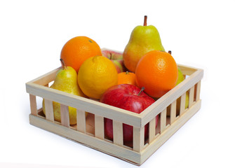 fruit in  wooden basket