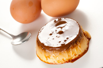 homemade egg flan with caramel