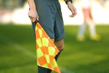 Wltmeisterschaft Fußball Linienrichter mit Fahne in der Hand