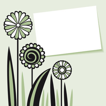 Tarjeta Invitación Flores Verde