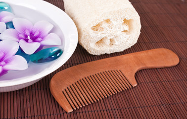 candles , comb and loofah
