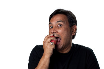 Man eating an apple