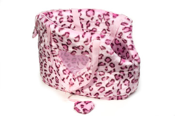 pink leopard print bag for small dogs.