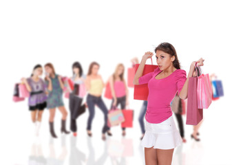 Obraz premium szczęśliwa kobieta z torby na zakupy