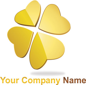Logo tr&egrave;fle &agrave; quatre feuilles or