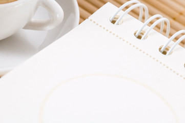 no concept. blank page, cup of coffee