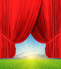 Obraz premium Theater curtain illustration with nature
