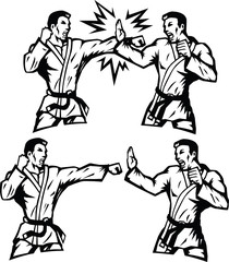 Stylized Karate practioners