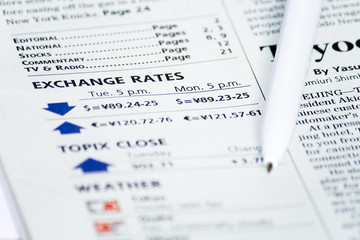 Fototapeta premium Checking today exchange rate