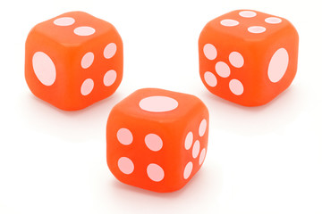 Three rubber dice