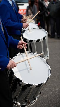 Drumers in Zurich at Sechseläute kids parade