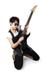 Fototapeta premium Punk Rockstar holding a guitar