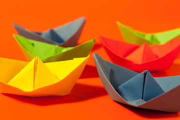 colorful paper boats