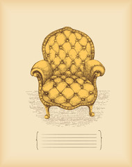 vintage armchair -drawing -vector