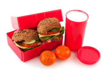 Healthy red lunchbox