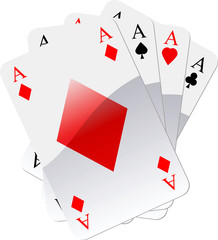 Playing cards. Four aces poker.