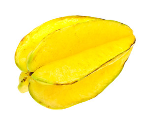 Carambola with slice isolated on white