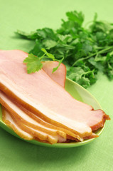 Sliced ham and parsley