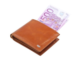 Wallet with money isolated on white
