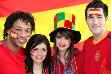 Groupe d'amis supporter de l'Espagne