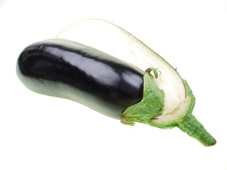 aubergine cut in half