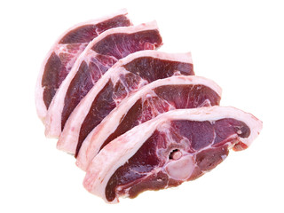saddle of lamb, raw slices