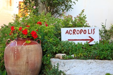 Entrance sign at the Acropolis