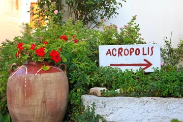 Gordijnen Entrance sign at the Acropolis © sborisov