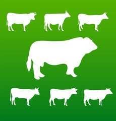 vector silhouettes cow