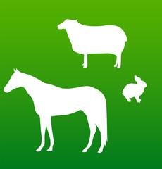 vector silhouettes horse, sheep and rabbit