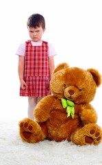 little girl with plush - bear