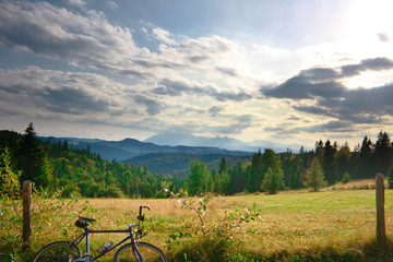 Fototapeta na wymiar Pieniny Mountains view and mountain biking
