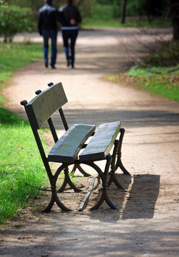 Empty bench  in park