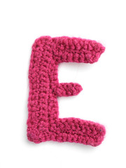 One letter of knit handmade alphabet - E