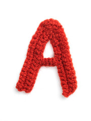 One letter of knit handmade alphabet - A