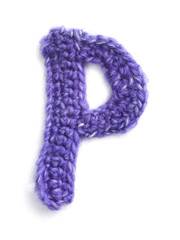 One letter of knit handmade alphabet - P