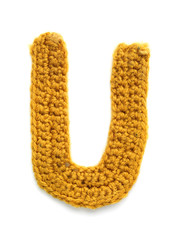 One letter of knit handmade alphabet - U