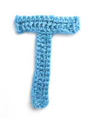 One letter of knit handmade alphabet - T