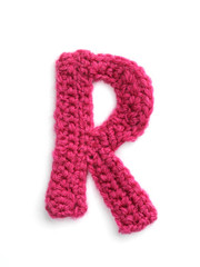 One letter of knit handmade alphabet - R