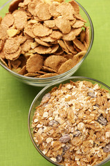 Breakfast cereal in bowls