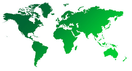 Fototapeta na wymiar Green gradient map of World