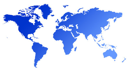Fototapeta na wymiar Blue gradient map of World