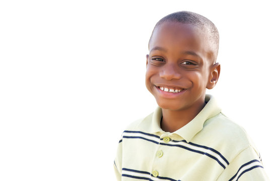 Handsome Young African American Boy Isolated on White