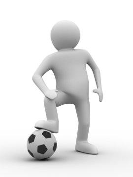 soccer player with ball on white background. Isolated 3D image